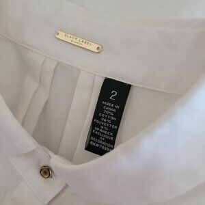 Black Label by Chico’s White Long Shirt Dress Tunic Top Lace Sleeves Size 2 Lg.